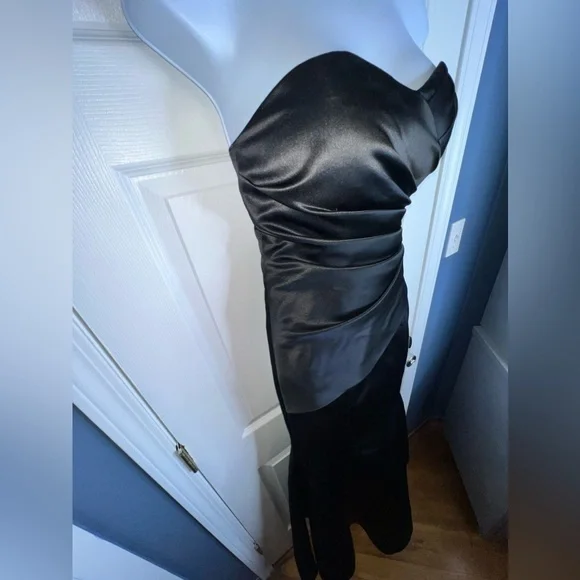 NWOT Bill Levkoff 4 Black Satin Strapless Lace Up Evening Gown Dress S Style 178 - Picture 10 of 16